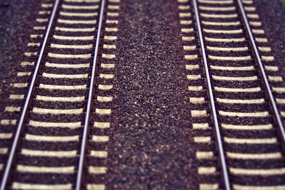 Railway rails gravel railroad track