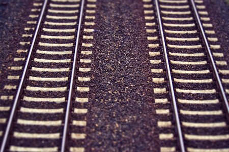 Railway rails gravel railroad track