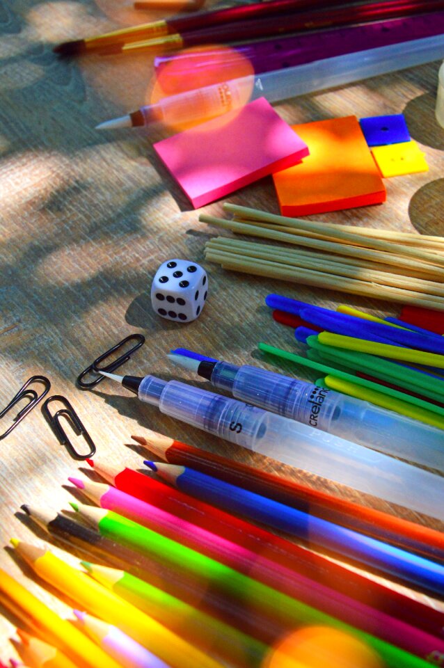 School supplies pencils paint