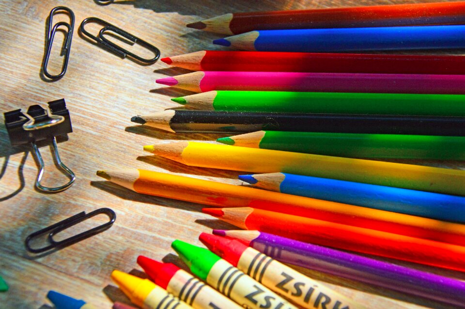 School supplies pencils paint