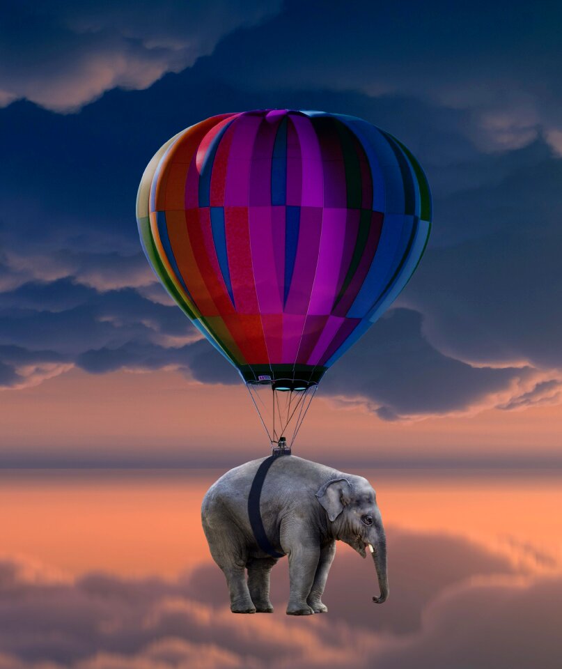 Weightless hot air balloon ride floating