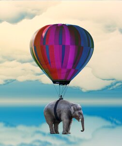 Weightless hot air balloon ride floating