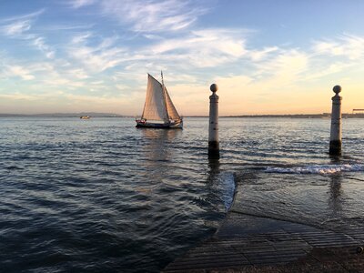 Lisbon sailing ship sunset photo