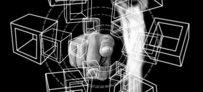 Hand holding blocks cryptographically