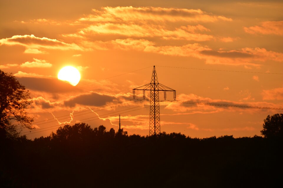 Power line power poles landscape photo