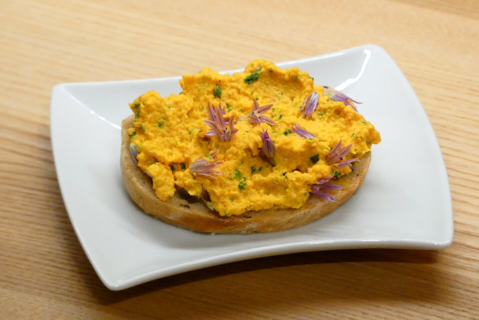 Vegetarian slice of bread yellow beets