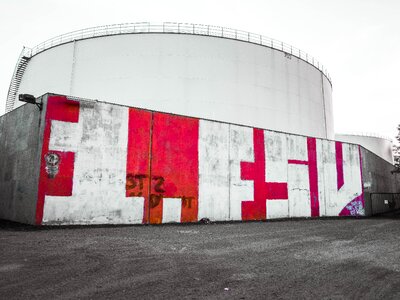 Industrial area painted football