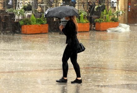 Woman rainy girl umbrella