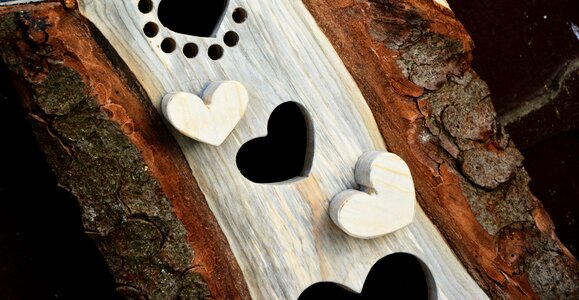 Wooden heart bark arts crafts