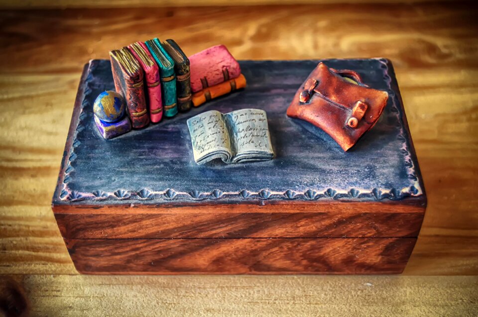 Wooden box study table vintage