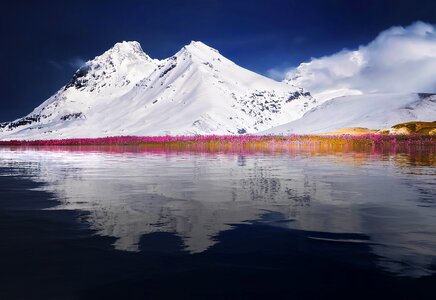 Water landscape mountains photo