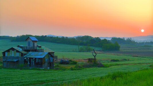 Spring sunrise farm