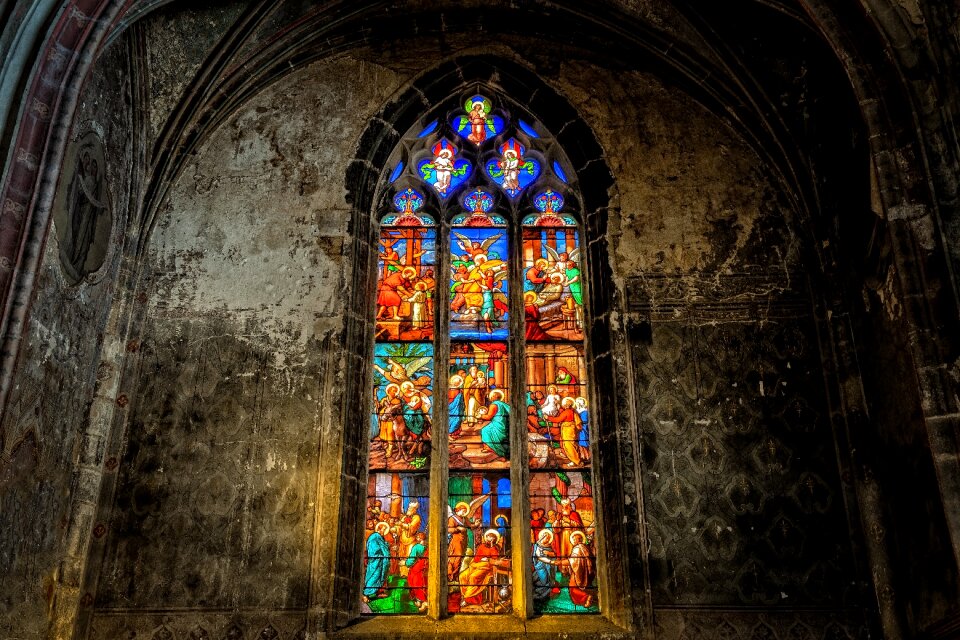 Church window glass light