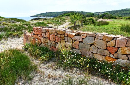 Sea wall granite blocks photo