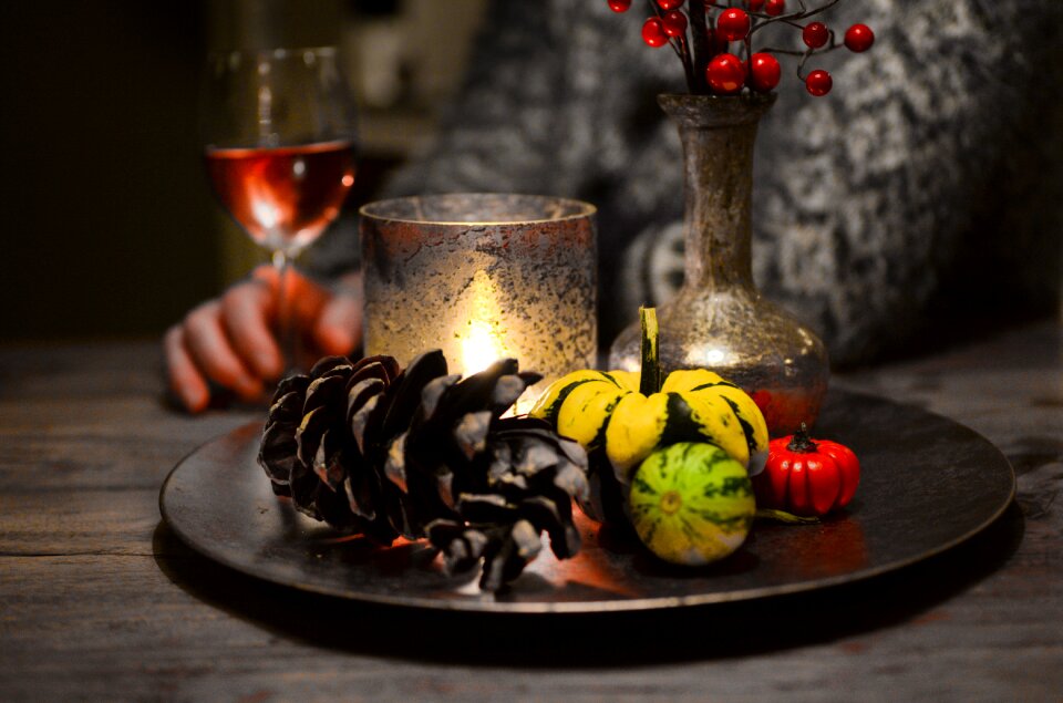 Light candle drinking wine