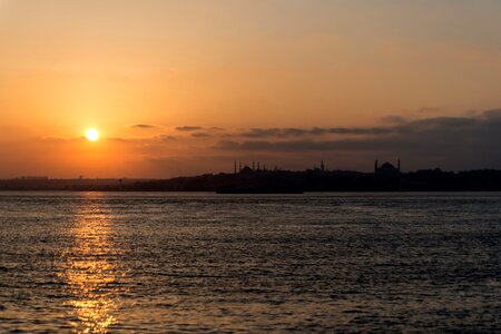 Sunset bosphorus mosque blue photo