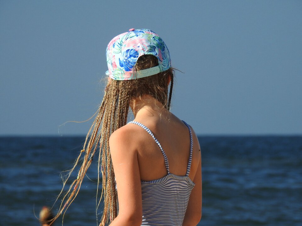 The little girl water summer