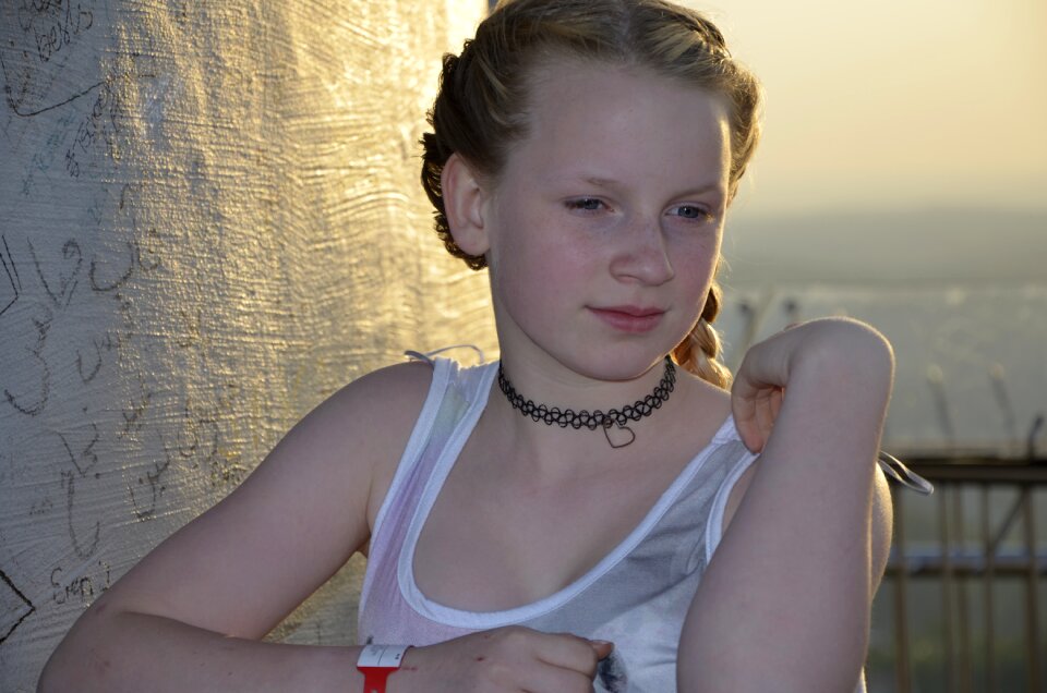Child profile long hair