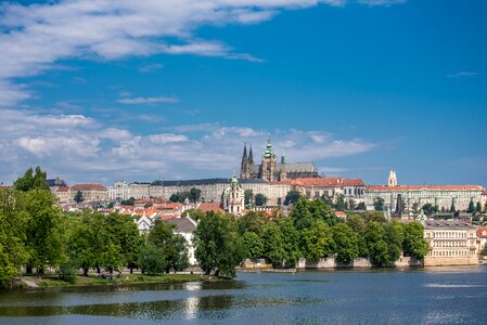 Prague castle river trees photo