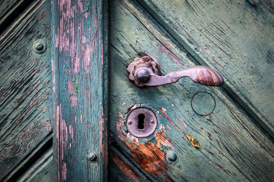 Castle closed wooden door