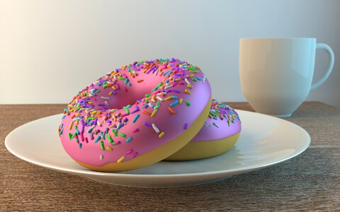 Donut breakfast 3d photo