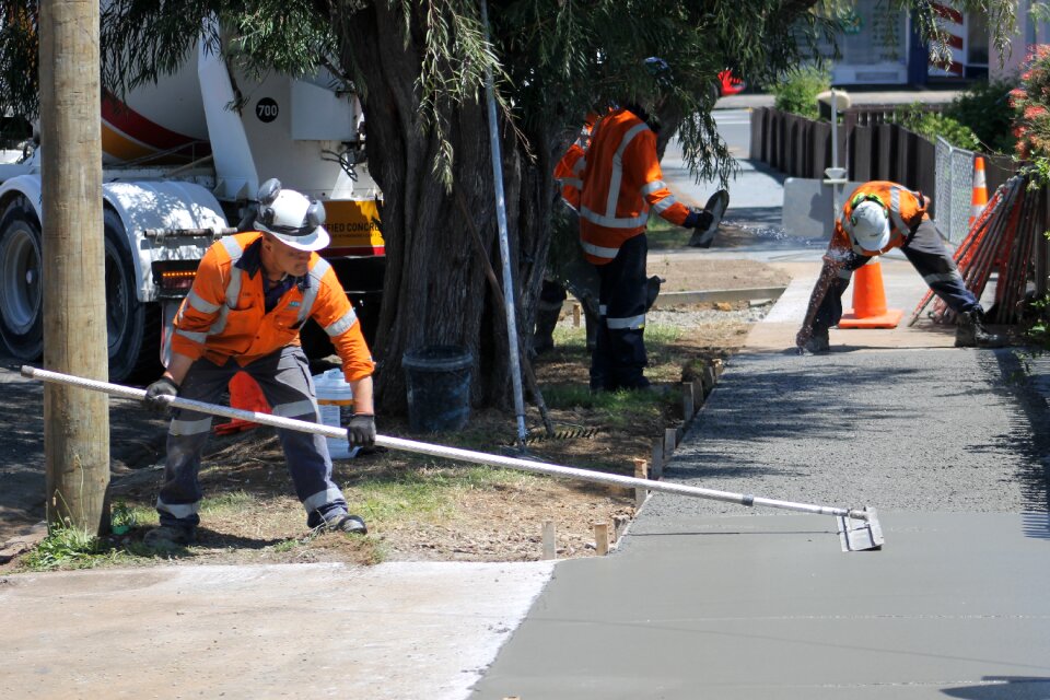 Building gray footpath