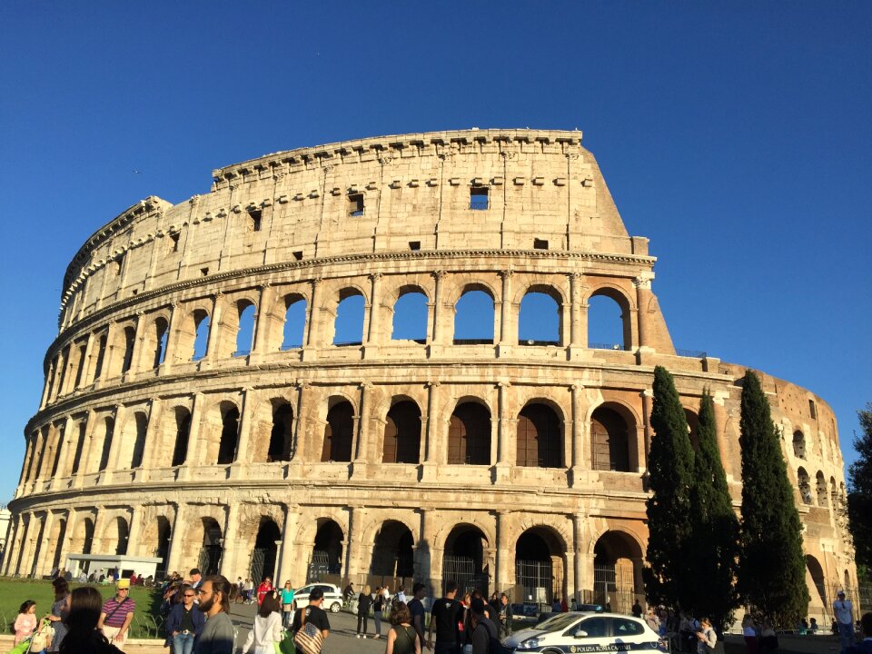 Colosseum stone blue sky