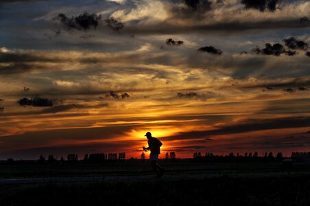 Sky evening running man photo