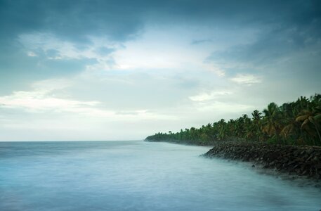 Sea slow shutter land photo