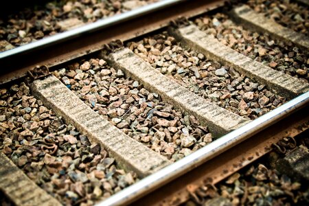 Railway railroad tracks gravel photo