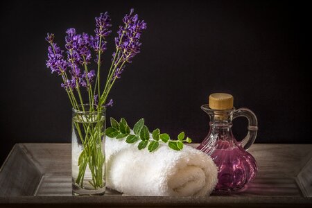 Towel rolled herbs photo
