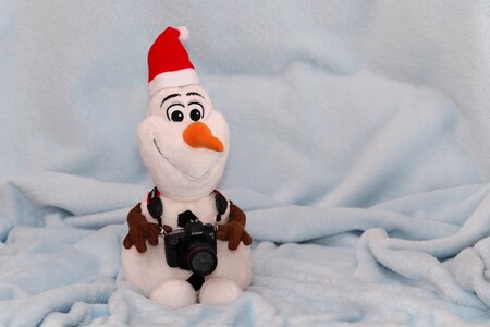 Olaf santa hat camera photo