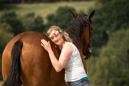 Woman animal snuggle