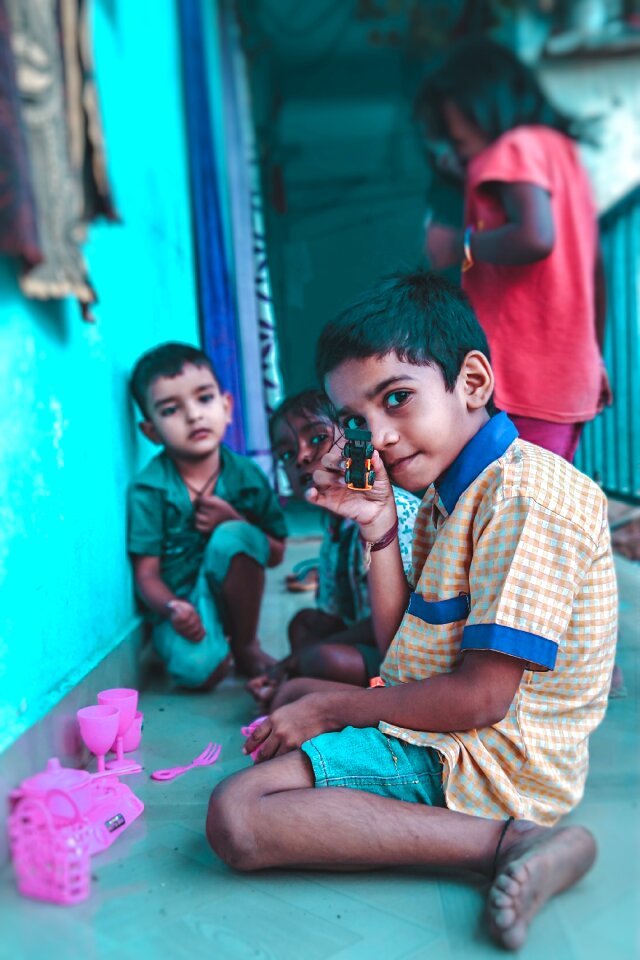 Kid playing baccha indian kid