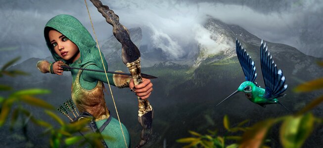 Girl mountains arrow