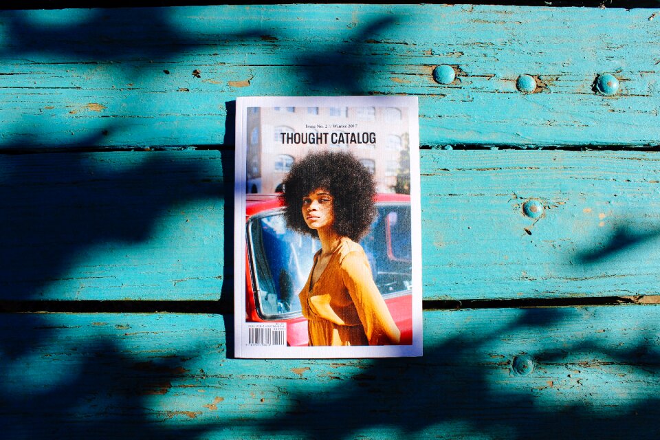 Library flatlay magazine