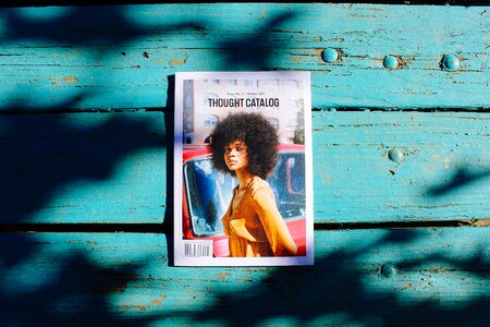 Library flatlay magazine