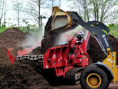 Industrial wood chipper mulch photo