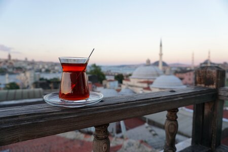 Istanbul landscape turkish tea photo