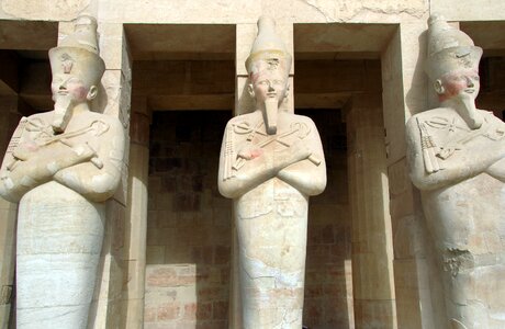 Temple pillars statues pharaoh-woman