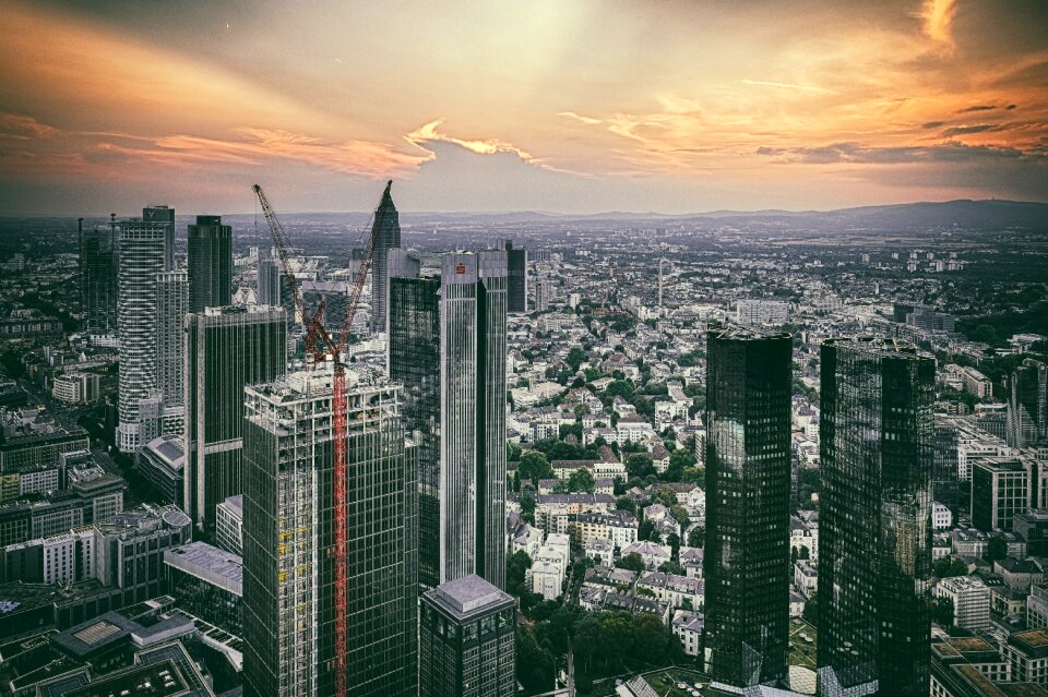 Skyscraper dusk twilight
