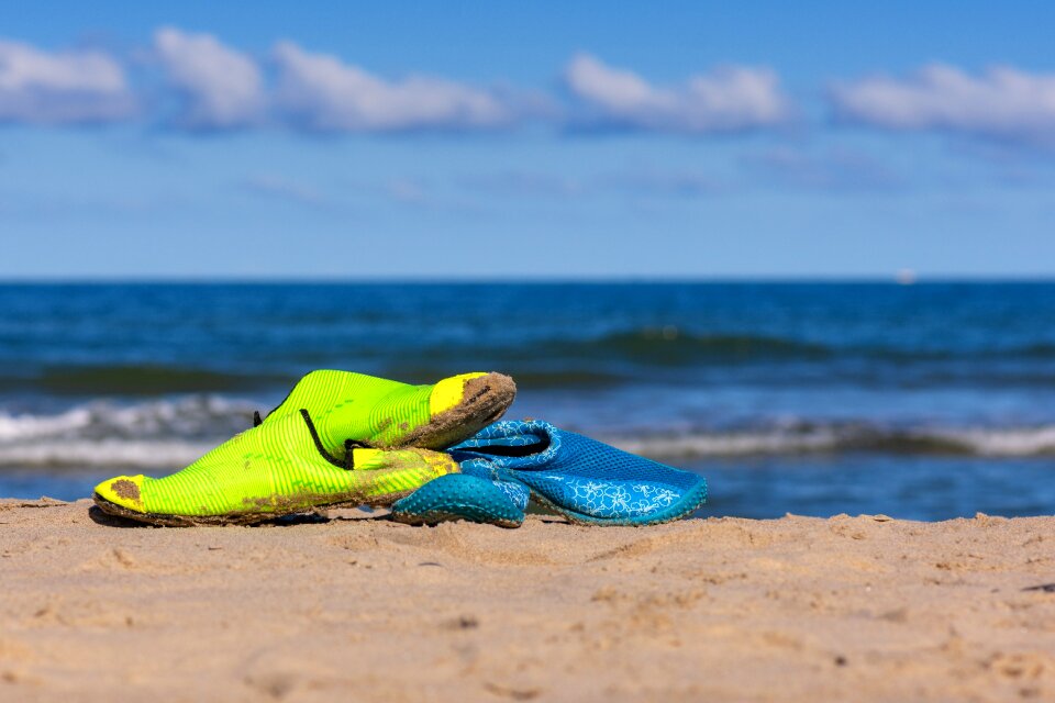 Summer beach shoes sea