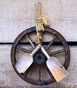 Wooden wheel wood blades rustic