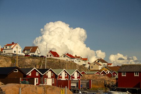 Boathouses sky bohuslän photo