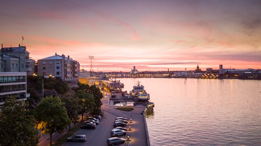 City scandinavia sunset photo