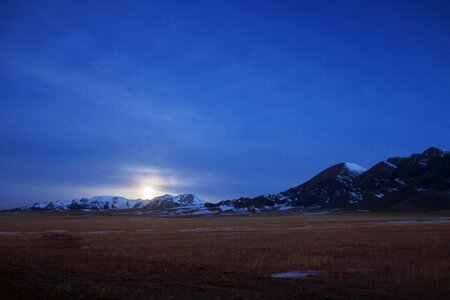 Snow mountain moon evening