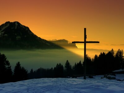 Mountains summit cross selva marine photo