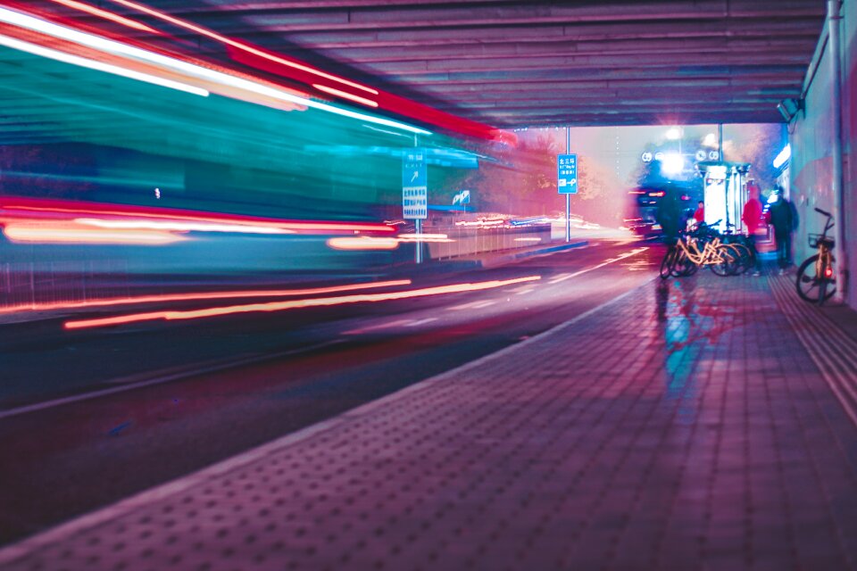 Cyberpunk light traffic photo