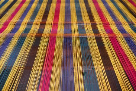 Weaving mill weft threads loom photo