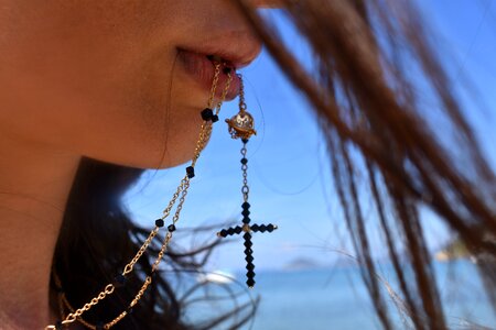 Mouth woman rosary